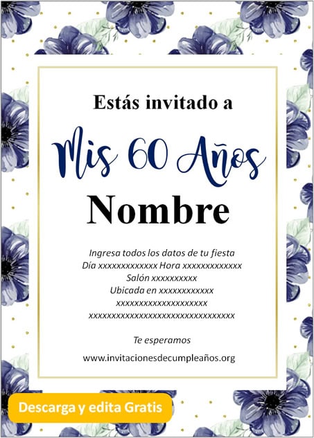 ▷ Las mejores Invitaciones de 60 años para editar y compartir【2023】